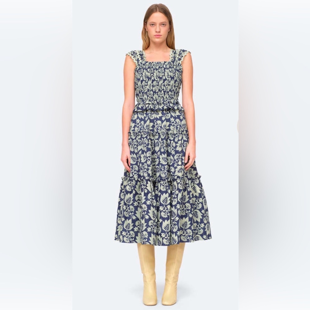 Sea New York Navy and Cream Floral Maxi Dress